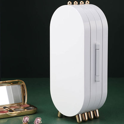 Jewellery Box Organiser with Mirror - Foldable Exquisite Dustproof Jewelry Storage Case Multi-Function