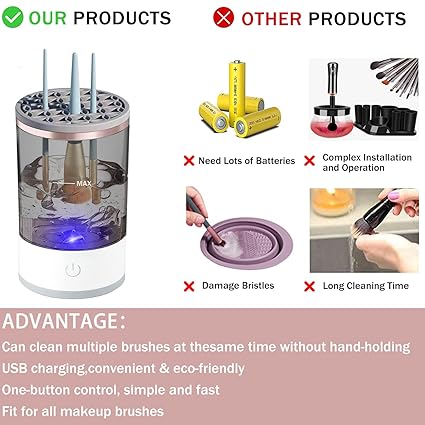 3 In 1 Electric Makeup Brush Cleaner Makeup Brushes Drying Rack Brush Holder Stand Tool Automatic Make Up Brush Cleaner Machin