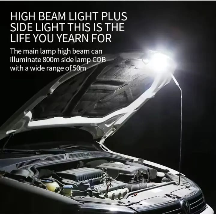 Super Bright USB Rechargeable Plastic Flashlight with Side Light – Compact, Durable & Powerful LED Torch - Metal