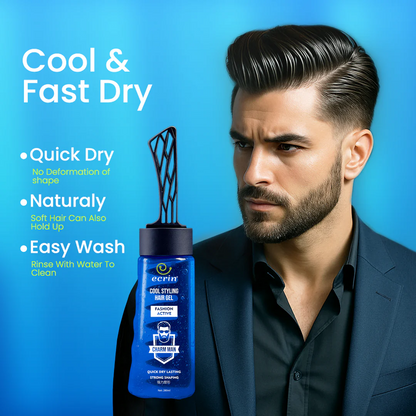 ECRIN Cool Styling Hair Gel with Active Collagen | Strong Hold, No Flakes, Nourishing Formula for All Hair Types, Daily Use Gel with Refreshing Cool Effect - With Comb (280ml)