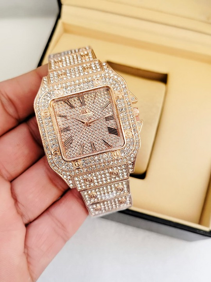 Ladies Stylish Stone Watch – Elegant Wristwatch with Sparkling Stones, Fashion Accessory for Daily Wear & Occasions