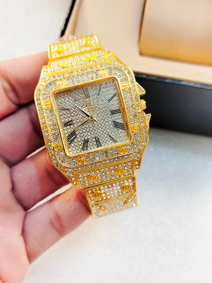 Ladies Stylish Stone Watch – Elegant Wristwatch with Sparkling Stones, Fashion Accessory for Daily Wear & Occasions