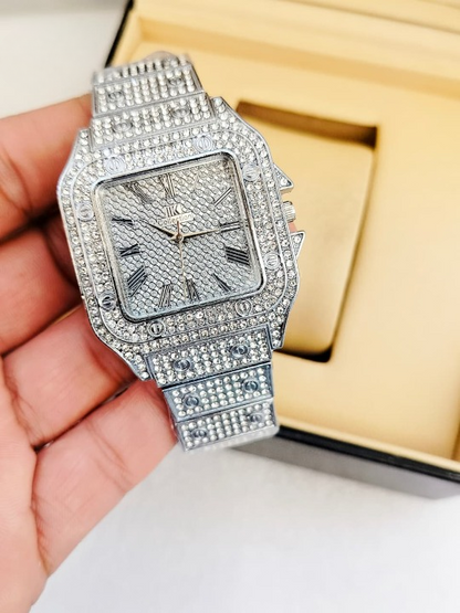 Ladies Stylish Stone Watch – Elegant Wristwatch with Sparkling Stones, Fashion Accessory for Daily Wear & Occasions