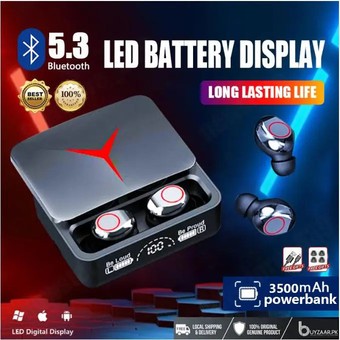 M90 Pro Bluetooth Earbuds with Powerbank Wireless Earphones Gaming Rs 995