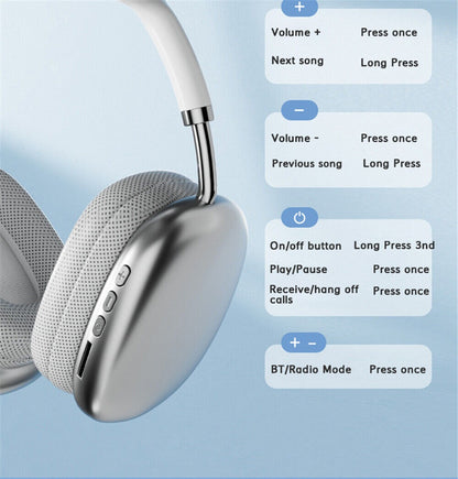 P9 Wireless Bluetooth Headphones – Fidelity Stereo Sound with Foldable Design, Soft Cushion Comfort, and Multi-Mode Playback
